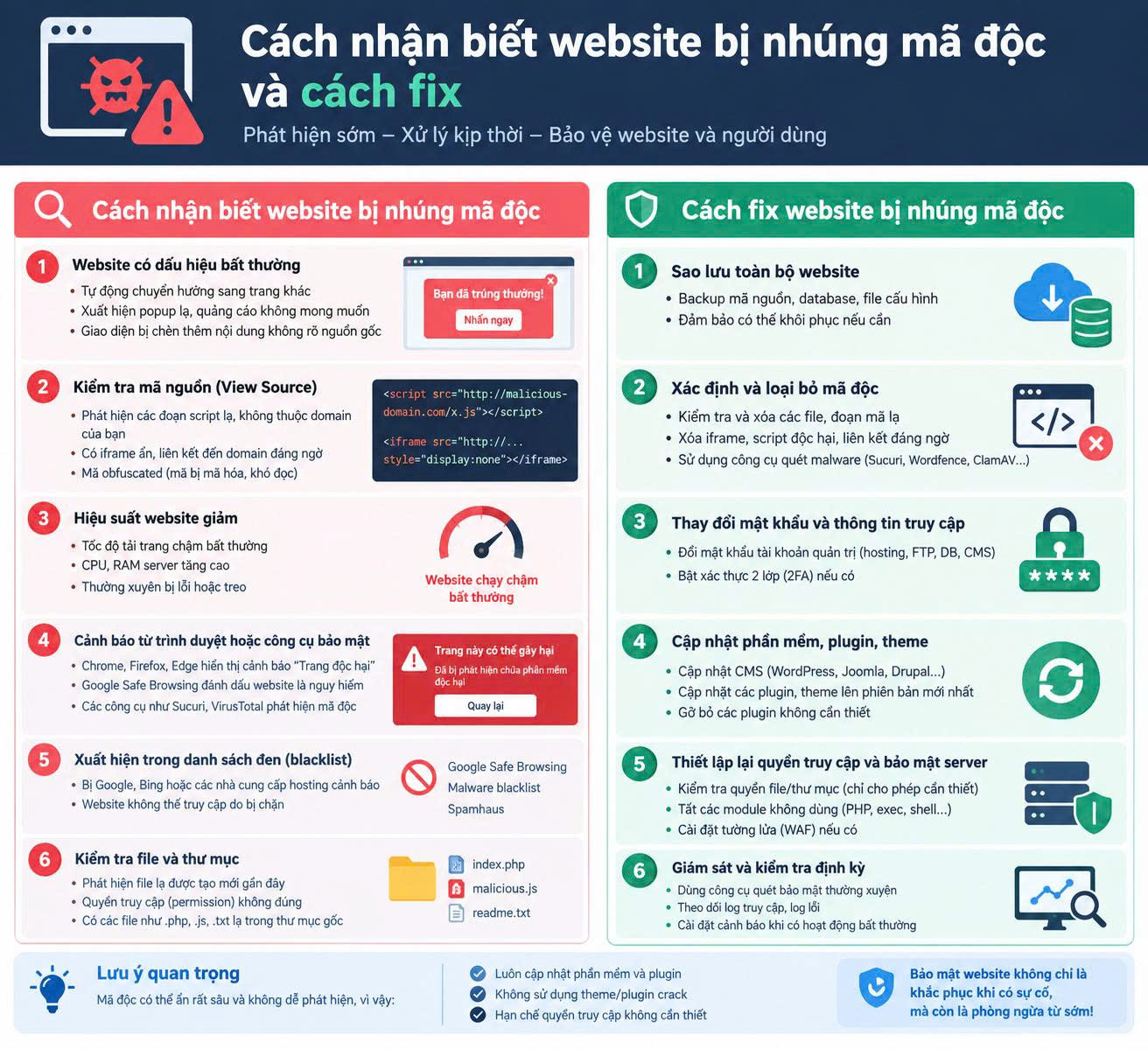 Cách nhận biết website bị nhúng mã độc và cách fix